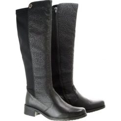 RIEKER Z7391-01 black, kozaki damskie. Czarne kozaki damskie Rieker, bez obcasa, na obcasie, na zamek. Za 309,90 zł.