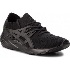 Sneakersy ASICS - TIGER Gel-Kayano Trainer Knit H705N Black/Black 9090. Czarne półbuty damskie Asics, bez wzorów, z tworzywa sztucznego, bez obcasa, na płaskiej podeszwie, bez zapięcia. W wyprzedaży za 289,00 zł.