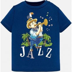 Mayoral - T-shirt dziecięcy 68-98 cm. Niebieskie t-shirty chłopięce Mayoral, z nadrukiem, z bawełny, bez rękawów. W wyprzedaży za 34,90 zł.