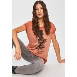 Answear Lab - Top. Różowe bluzki damskie Answear Lab, s, z nadrukiem, z bawełny, z okrągłym kołnierzem. Za 59,90 zł.