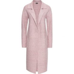 Płaszcz dzianinowy bonprix jasnoróżowy melanż. Fioletowe płaszcze damskie bonprix, bez wzorów, z dzianiny. Za 129,99 zł.