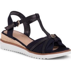 Espadryle TOM TAILOR - 809290400 Navy. Niebieskie espadryle damskie Tom Tailor, bez wzorów, ze skóry ekologicznej, bez obcasa, na obcasie. W wyprzedaży za 139,99 zł.