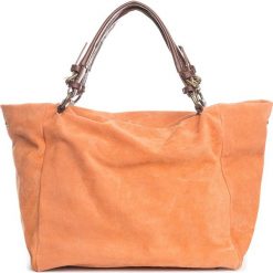 Torebki i plecaki damskie: Skórzany shopper bag w kolorze pomarańczowym – 42 x 40 x 20 cm