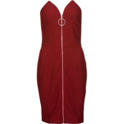 Sukienka z zamkiem z przodu bonprix czerwono-czarny. Czerwone sukienki balowe bonprix, z żakardem. Za 79,99 zł.