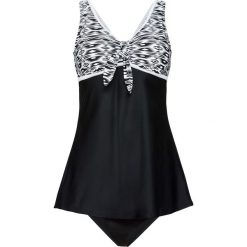 Tankini z dłuższym topem (2 części) bonprix czarno-biały. Czarne stroje kąpielowe damskie marki bonprix, z nadrukiem. Za 129,99 zł.