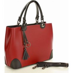 Torebka italian bag kuferek skóra MARCO MAZZINI - bordowa z czarnym. Czerwone kuferki damskie MAZZINI, w paski, ze skóry, eleganckie, bez dodatków. W wyprzedaży za 299,00 zł.