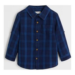 Mango Kids - Koszula dziecięca David 80-104 cm. Zielone koszule chłopięce z bawełny, klasyczne, długie. Za 69,90 zł.