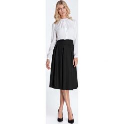 Czarna Rozkloszowana Spódnica w Kontrafałdy z Wysokim Stanem. Czarne spódniczki damskie Molly.pl, do pracy, s, bez wzorów, eleganckie, z podwyższonym stanem, rozkloszowane. Za 169,90 zł.