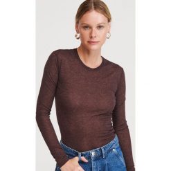 Koszulka z długim rękawem - Brązowy. Pomarańczowe koszulki damskie Reserved, xl. W wyprzedaży za 19,99 zł.