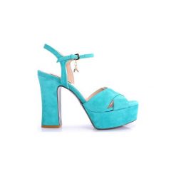 Sandały Patrizia Pepe 2V7856/A484-G435. Niebieskie sandały damskie Patrizia Pepe, bez wzorów, bez obcasa, bez zapięcia. Za 459,00 zł.