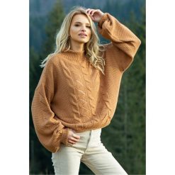 Sweterek oversize fb619. Szare swetry dziewczęce marki Fobya, z golfem. Za 129,00 zł.