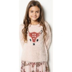 Blukids - Sweter dziecięcy 98-128 cm. Szare swetry dziewczęce marki Blukids, z dzianiny, z okrągłym kołnierzem. W wyprzedaży za 69,90 zł.