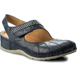 Sandały DR. BRINKMANN - 710895 Blau 5. Niebieskie klapki damskie Dr. Brinkmann, bez wzorów, ze skóry, bez obcasa, na obcasie. W wyprzedaży za 219,00 zł.