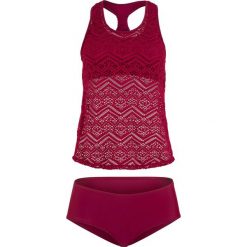 Tankini (2 części) bonprix bordowy. Czerwone stroje kąpielowe damskie marki bonprix, w koronkowe wzory, z koronki. Za 109,99 zł.