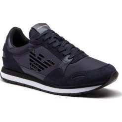 Sneakersy Emporio Armani X4X215 XL198 T370. Niebieskie sneakersy męskie Emporio Armani, bez wzorów, bez zapięcia. W wyprzedaży za 449,00 zł.