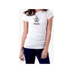 T-shirt YOGA. Białe t-shirty damskie Funfara, m, bez wzorów, bez kołnierzyka. Za 89,00 zł.