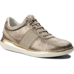Sneakersy GEOX - D Gomesia B D828GB 0CD22 C9HH6 Lead/Lt Taupe. Żółte półbuty damskie Geox, z aplikacjami, ze skóry ekologicznej, bez obcasa, na płaskiej podeszwie, na sznurówki. W wyprzedaży za 199,00 zł.