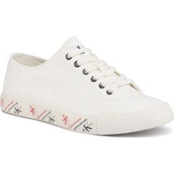 Tenisówki CALVIN KLEIN JEANS - Antal B4S0668 Bright White. Białe półbuty męskie Calvin Klein Jeans, bez wzorów, z jeansu, bez zapięcia. W wyprzedaży za 299,00 zł.