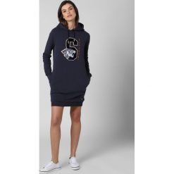 Superdry - Sukienka damska, niebieski. Niebieskie sukienki damskie Superdry, xs, z aplikacjami, z dresówki, z kapturem, bez rękawów. Za 399,95 zł.