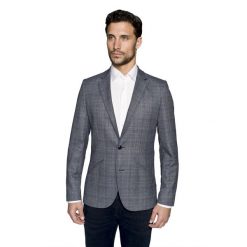 Marynarka lenola granatowy slim fit. Niebieskie marynarki męskie Recman, m, bez wzorów. Za 369,99 zł.