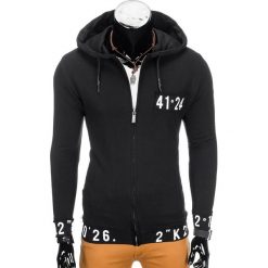 Bejsbolówki męskie: BLUZA MĘSKA ROZPINANA Z KAPTUREM B758 – CZARNA