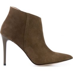 Botki khaki na szpilce. Zielone botki damskie Arturo Vicci, ze skóry, eleganckie, na wysokim obcasie, na szpilce, na zamek. Za 255,20 zł.