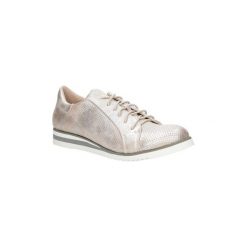 Buty Casu Szampańskie półbuty błyszczące sznurowane S18. Szare półbuty damskie lakierowane marki Casu, na niskim obcasie. Za 59,99 zł.