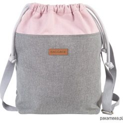 Torebka worek BAGGAGE shopper szara różowa. Szare torby damskie na zakupy Pakamera, bez wzorów, na ramię, duże, bez dodatków. Za 129,00 zł.