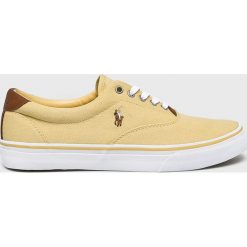 Polo Ralph Lauren - Tenisówki. Żółte trampki męskie Polo Ralph Lauren, bez wzorów, ze skóry, bez zapięcia. W wyprzedaży za 279,90 zł.