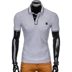 KOSZULKA MĘSKA POLO BEZ NADRUKU S920 - SZARA. Szare koszulki polo męskie marki Ombre Clothing, s, z nadrukiem. Za 49,00 zł.