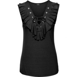 Topy damskie: Top z falbanami bonprix czarny