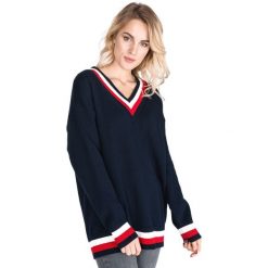 Tommy Hilfiger Essential Sweter Niebieski. Niebieskie bluzy damskie TOMMY HILFIGER, s, bez wzorów, z bawełny, bez rękawów, bez kaptura. Za 686,95 zł.