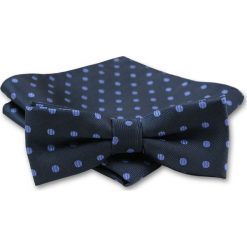 Elegancka Mucha Męska - Alties - Granat w Fioletowe Grochy MUALTS0129. Niebieskie muszki męskie Alties, na imprezę, w paski, eleganckie. Za 40,00 zł.