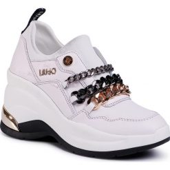 Sneakersy LIU JO - Karlie Revolution 10 BA0061 PX093 White 01111. Białe półbuty damskie Liu Jo, bez wzorów, ze skóry, bez obcasa, na koturnie, bez zapięcia. W wyprzedaży za 399,00 zł.