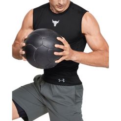Under Armour Project Rock HeatGear® Armour Podkoszulek Czarny. Czarne podkoszulki męskie Under Armour, l, z nadrukiem, z elastanu, bez rękawów. Za 171,95 zł.