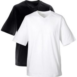 T-shirt męski z dekoltem w serek (2 szt.) bonprix czarny + biały. Białe t-shirty męskie bonprix, l, z bawełny, z dekoltem w serek. Za 49,98 zł.