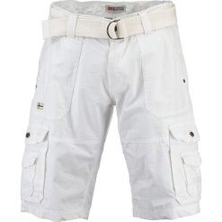 Bermudy "Plavo" w kolorze białym. Białe spodenki i szorty męskie Geographical Norway Men, m, w paski, z bawełny. W wyprzedaży za 119,95 zł.