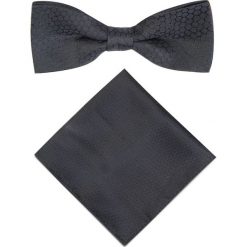 Mucha z poszetką MUC0003213. Czarne muszki męskie Giacomo Conti, na ślub cywilny, bez wzorów, z jedwabiu, eleganckie. Za 129,00 zł.