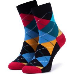 Skarpety Wysokie Unisex DOTS SOCKS - DTS-SX-295-C Czarny Kolorowy. Czarne skarpetki damskie Dots Socks, bez wzorów, z elastanu. Za 19,90 zł.