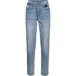 Dżinsy MOM bonprix niebieski "bleached”. Niebieskie jeansy damskie bonprix, z jeansu. Za 109,99 zł.