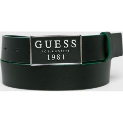 Guess Jeans - Pasek skórzany. Czarne paski męskie Guess Jeans, w paski, z jeansu. W wyprzedaży za 169,90 zł.