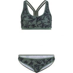 Bikini z biustonoszem bustier (2 części) bonprix oliwkowo-czarny. Zielone stroje kąpielowe damskie bonprix, bez wzorów. Za 79,99 zł.