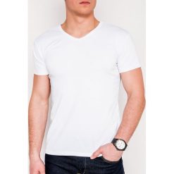 T-shirt męski bez nadruku S1097 - biały. Białe t-shirty męskie Inny, s, z nadrukiem, z bawełny, bez kołnierzyka. Za 14,99 zł.