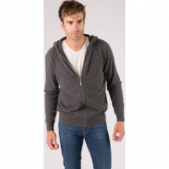 Kaszmirowy kardigan w kolorze szarym. Szare swetry rozpinane męskie marki Just Cashmere, m, z kaszmiru, z kapturem. W wyprzedaży za 434,95 zł.
