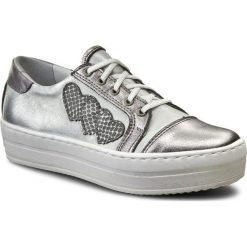 Sneakersy SIMEN - 0462 VS04 Kryszt./K.Srebro/Łuska Ts Sz. Szare półbuty damskie marki Simen, na co dzień, z aplikacjami, ze skóry, bez obcasa, na koturnie, bez zapięcia. W wyprzedaży za 199,00 zł.