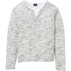 Shirt z długim rękawem w optyce 2 w 1 bonprix jasnoszary melanż. Szare koszulki męskie bonprix, s, bez wzorów, bez kołnierzyka, z długim rękawem, długie. Za 54,99 zł.