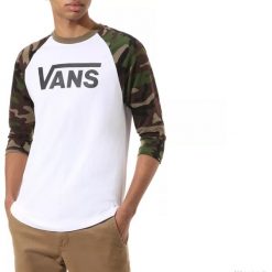 Vans Classic Raglan 3/4 Tee VN0002QQATA. Białe t-shirty męskie Vans, m, bez wzorów, z bawełny, bez kołnierzyka. W wyprzedaży za 129,99 zł.