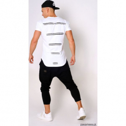 T-shirt lampasy biały. Białe t-shirty męskie Pakamera, m, bez wzorów, z bawełny, z dekoltem na plecach. Za 99,00 zł.