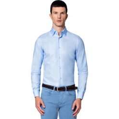Koszula Błękitna w Kropki Santana. Niebieskie koszule męskie LANCERTO, m, z haftami, z bawełny, eleganckie. Za 299,90 zł.