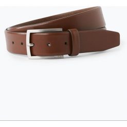 HUGO - Męski pasek skórzany, beżowy. Brązowe paski męskie marki HUGO, w paski, ze skóry. Za 299,95 zł.